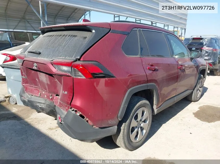 2020 Toyota Rav4 Le VIN: 2T3H1RFV2LW097726 Lot: 40575863