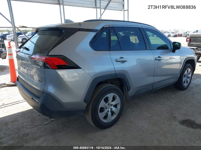 2020 Toyota Rav4 Le VIN: 2T3H1RFV8LW088836 Lot: 40593119