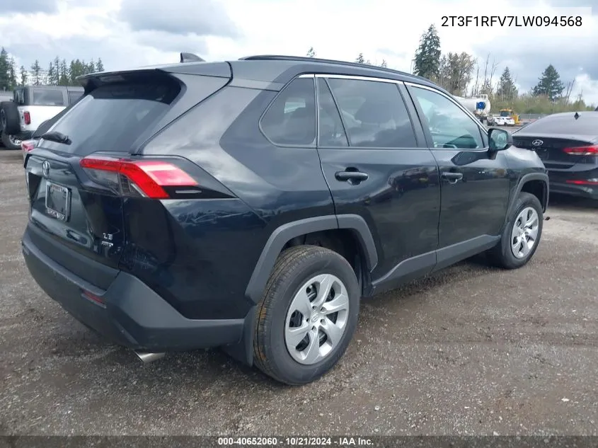 2020 Toyota Rav4 Le VIN: 2T3F1RFV7LW094568 Lot: 40652060