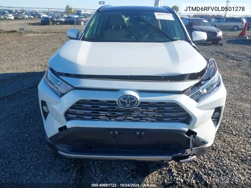 2020 Toyota Rav4 Hybrid Limited VIN: JTMD6RFV0LD501278 Lot: 40691722