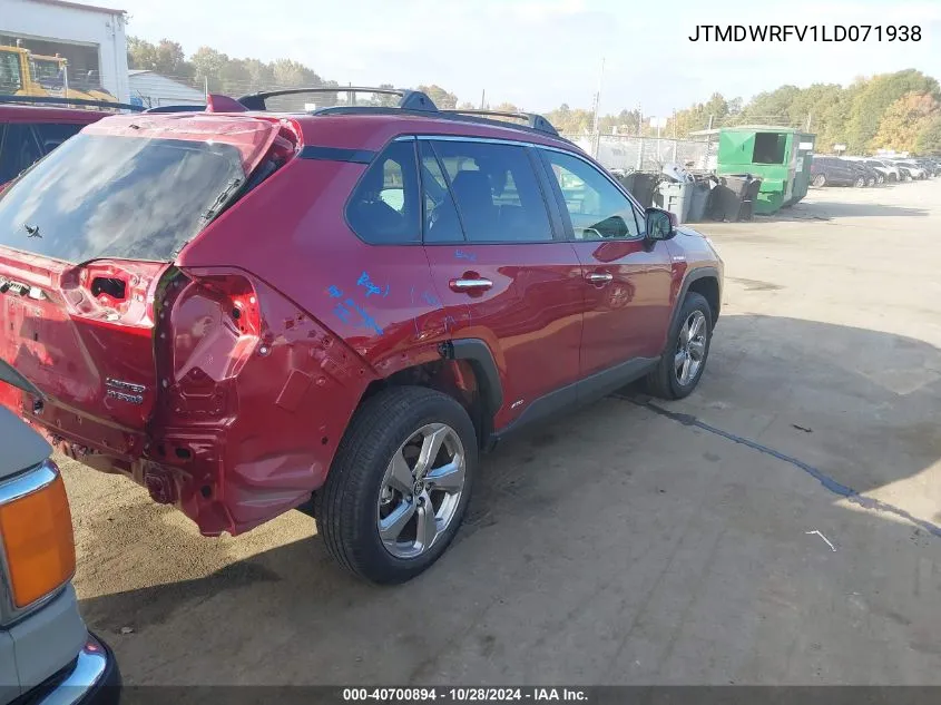 2020 Toyota Rav4 Hybrid Limited VIN: JTMDWRFV1LD071938 Lot: 40700894