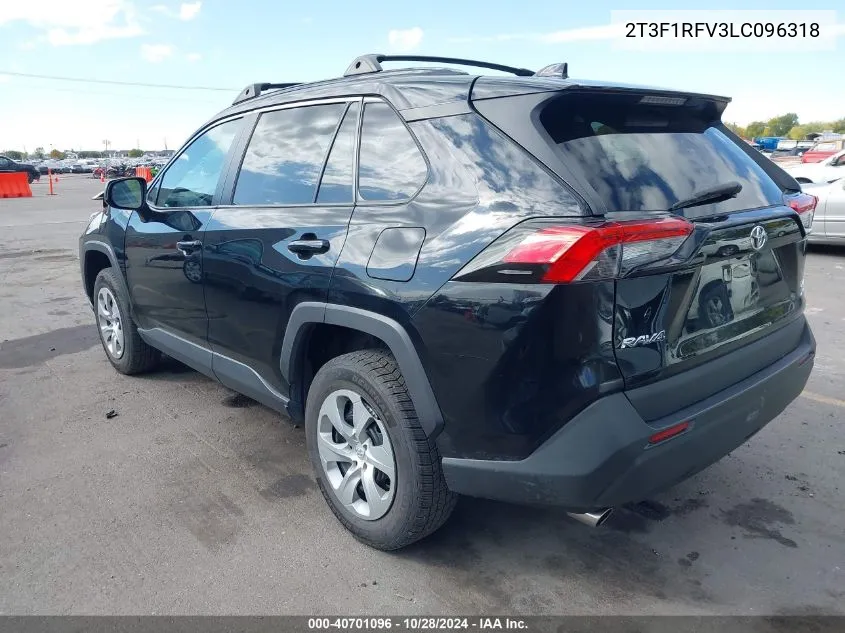 2020 Toyota Rav4 Le VIN: 2T3F1RFV3LC096318 Lot: 40701096