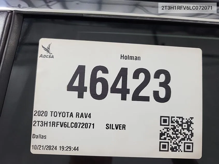 2020 Toyota Rav4 Le VIN: 2T3H1RFV6LC072071 Lot: 40711394