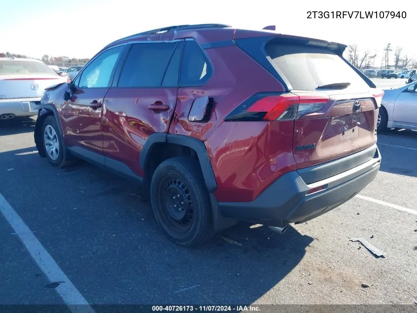 2020 Toyota Rav4 Le VIN: 2T3G1RFV7LW107940 Lot: 40726173