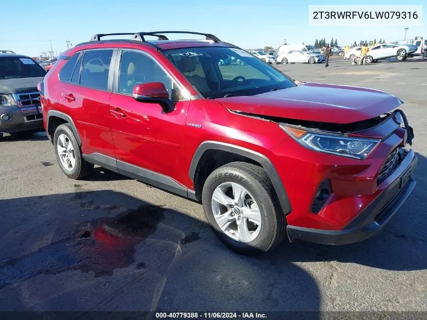 2020 Toyota Rav4 Hybrid Xle VIN: 2T3RWRFV6LW079316 Lot: 40779388