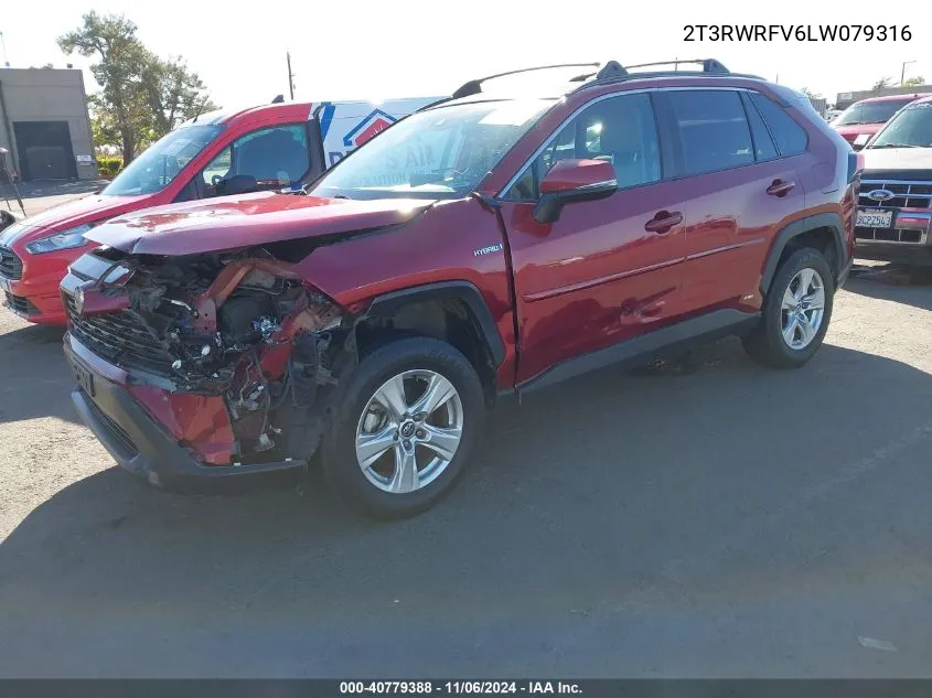 2020 Toyota Rav4 Hybrid Xle VIN: 2T3RWRFV6LW079316 Lot: 40779388