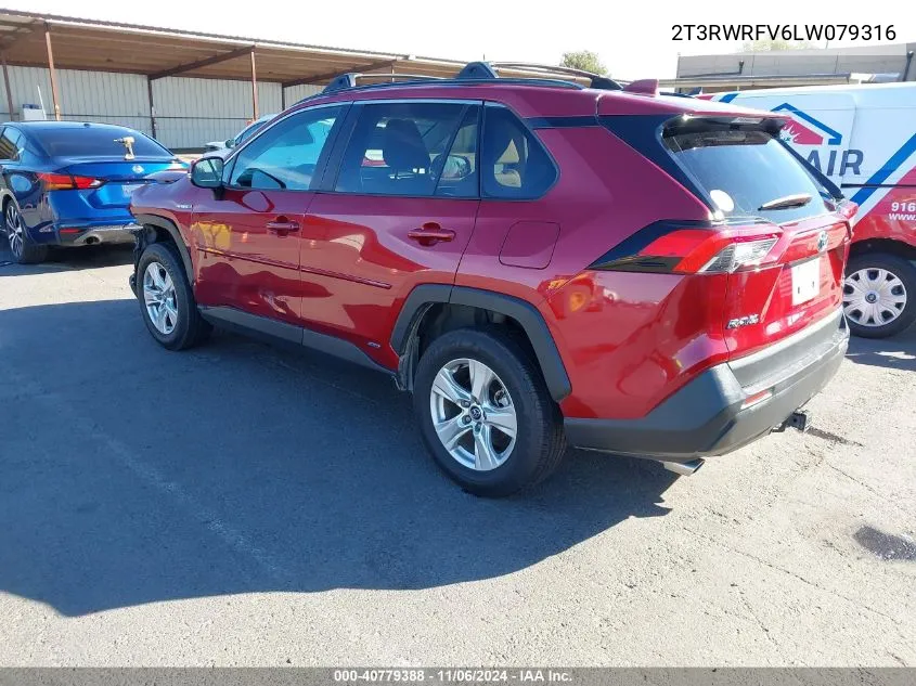 2020 Toyota Rav4 Hybrid Xle VIN: 2T3RWRFV6LW079316 Lot: 40779388