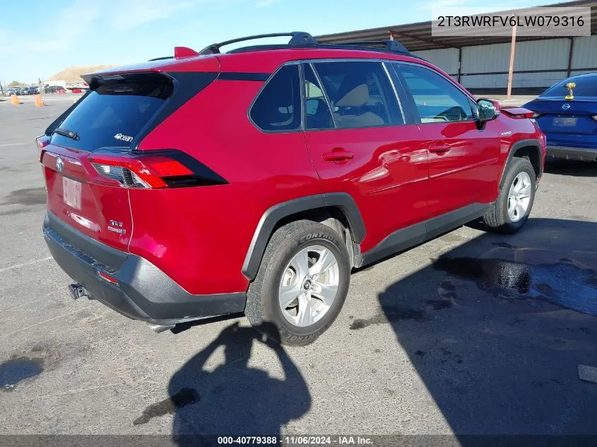 2020 Toyota Rav4 Hybrid Xle VIN: 2T3RWRFV6LW079316 Lot: 40779388