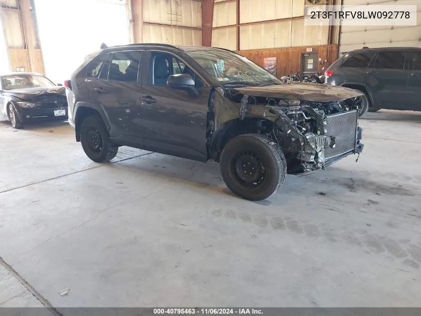 2020 Toyota Rav4 Le VIN: 2T3F1RFV8LW092778 Lot: 40795463