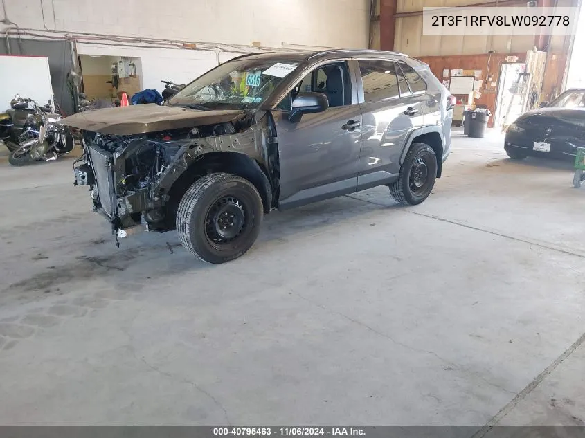 2020 Toyota Rav4 Le VIN: 2T3F1RFV8LW092778 Lot: 40795463