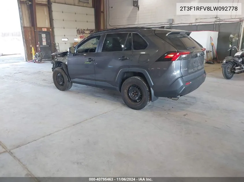 2020 Toyota Rav4 Le VIN: 2T3F1RFV8LW092778 Lot: 40795463