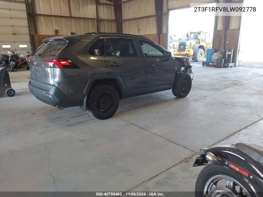 2020 Toyota Rav4 Le VIN: 2T3F1RFV8LW092778 Lot: 40795463