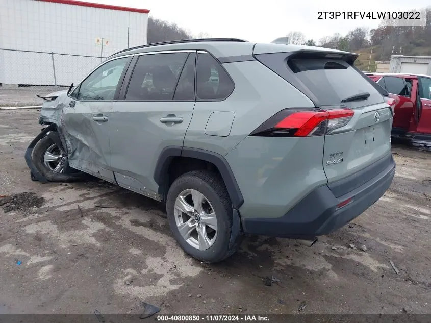 2020 Toyota Rav4 Xle VIN: 2T3P1RFV4LW103022 Lot: 40800850