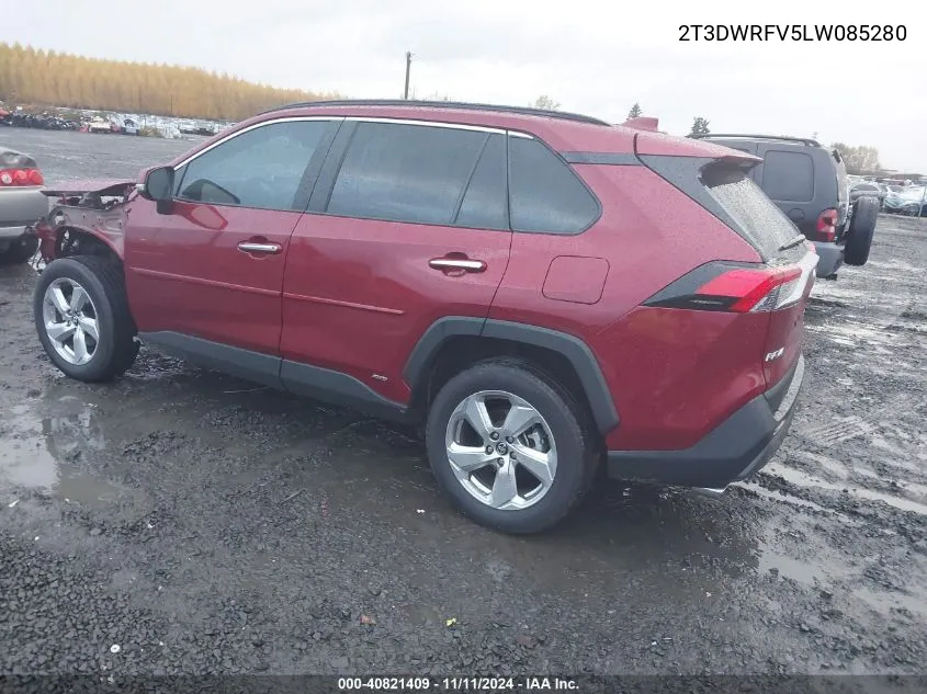 2020 Toyota Rav4 Hybrid Limited VIN: 2T3DWRFV5LW085280 Lot: 40821409