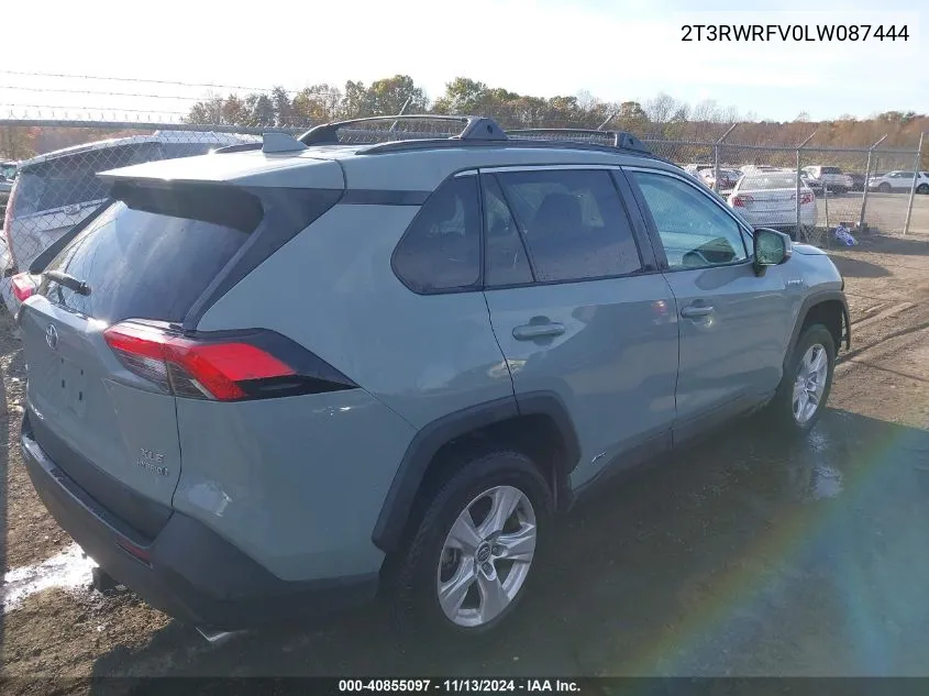 2020 Toyota Rav4 Hybrid Xle VIN: 2T3RWRFV0LW087444 Lot: 40855097