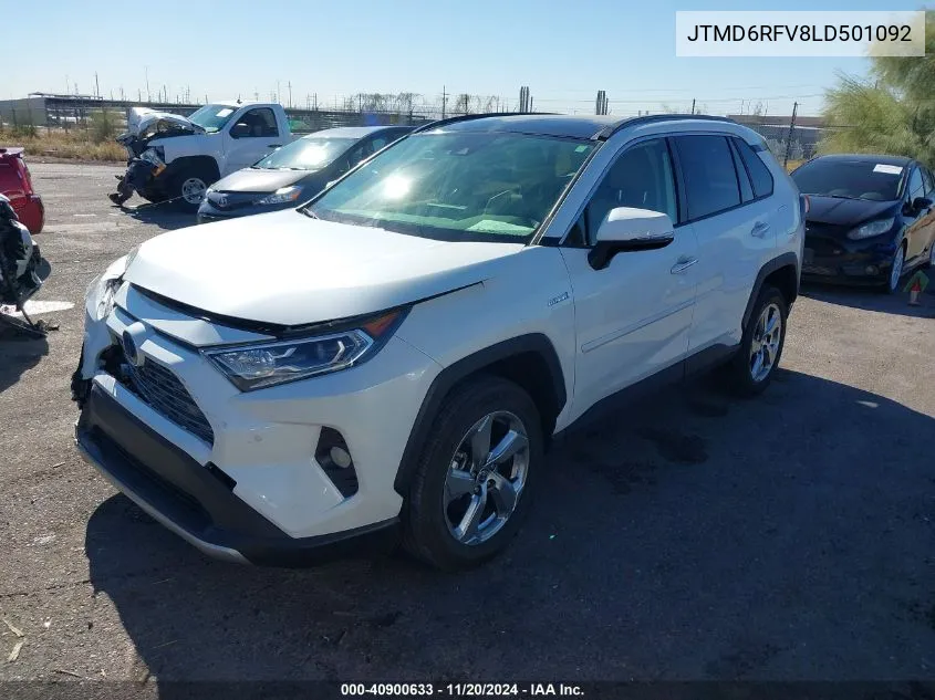 2020 Toyota Rav4 Hybrid Limited VIN: JTMD6RFV8LD501092 Lot: 40900633