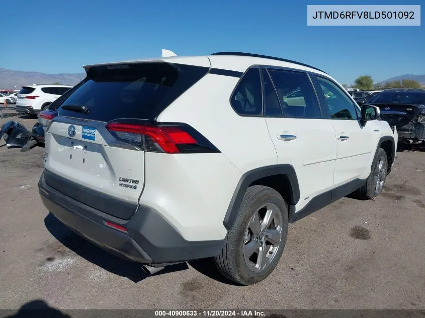 2020 Toyota Rav4 Hybrid Limited VIN: JTMD6RFV8LD501092 Lot: 40900633