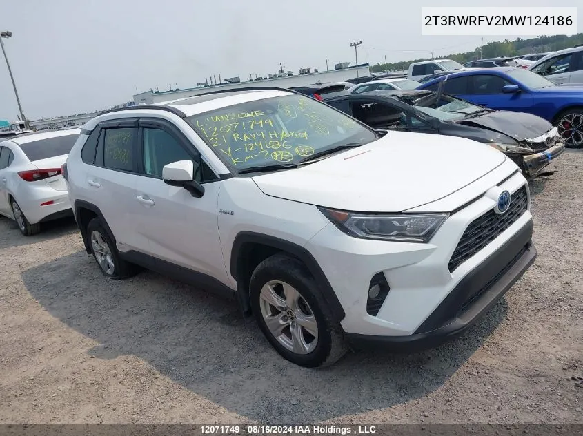 2021 Toyota Rav4 Hybrid Xle VIN: 2T3RWRFV2MW124186 Lot: 12071749