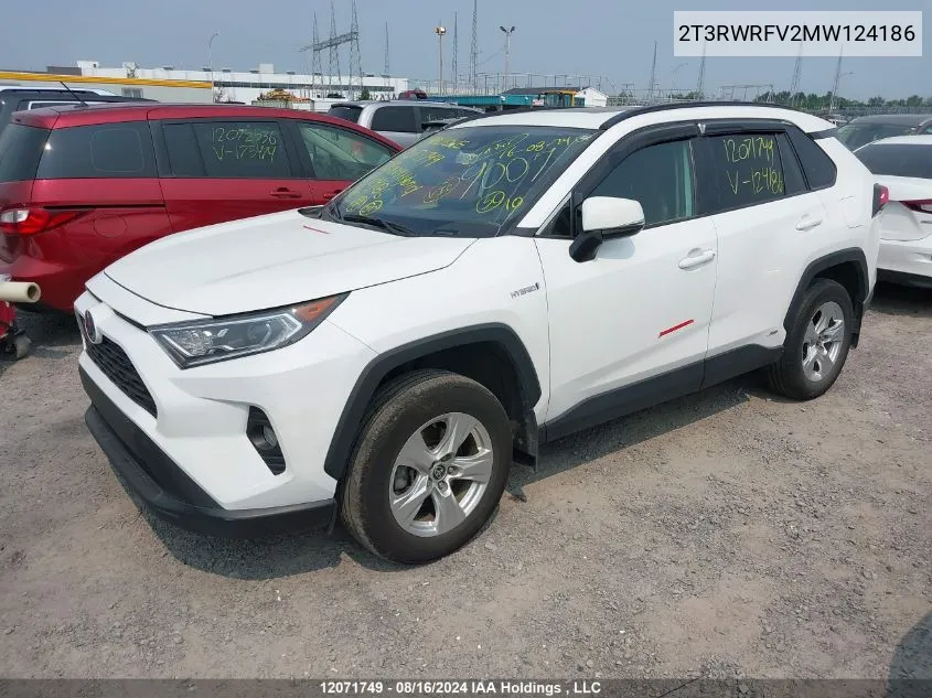 2T3RWRFV2MW124186 2021 Toyota Rav4 Hybrid Xle