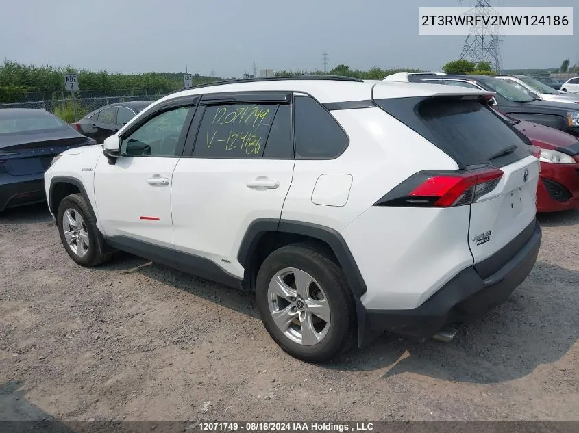 2021 Toyota Rav4 Hybrid Xle VIN: 2T3RWRFV2MW124186 Lot: 12071749