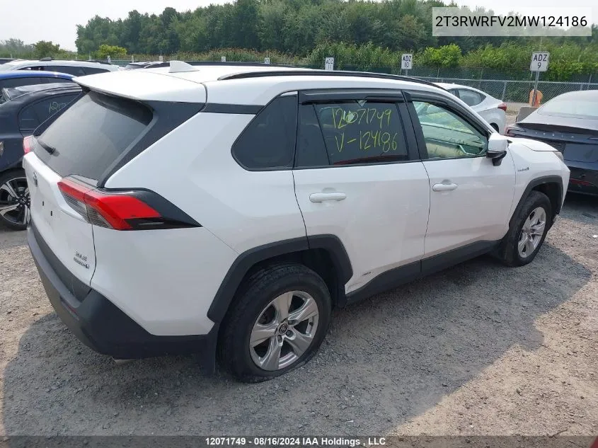 2T3RWRFV2MW124186 2021 Toyota Rav4 Hybrid Xle