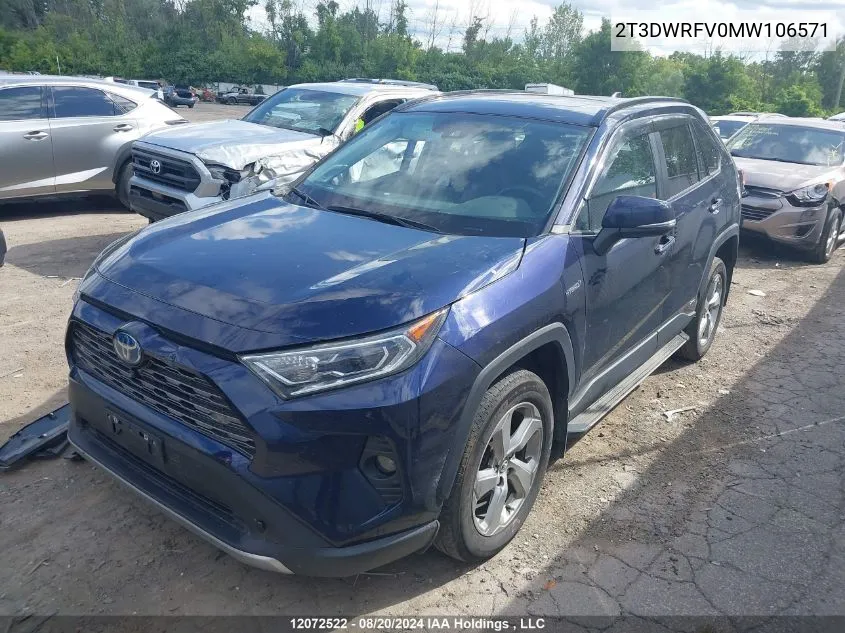 2021 Toyota Rav4 Limited Hybrid VIN: 2T3DWRFV0MW106571 Lot: 12072522