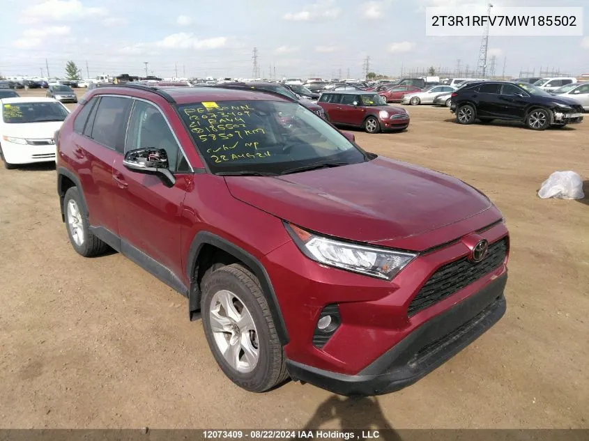 2021 Toyota Rav4 Xle/Xle Premium VIN: 2T3R1RFV7MW185502 Lot: 12073409