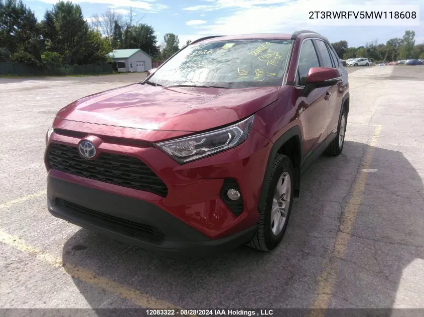 2021 Toyota Rav4 Hybrid Xle VIN: 2T3RWRFV5MW118608 Lot: 12083322