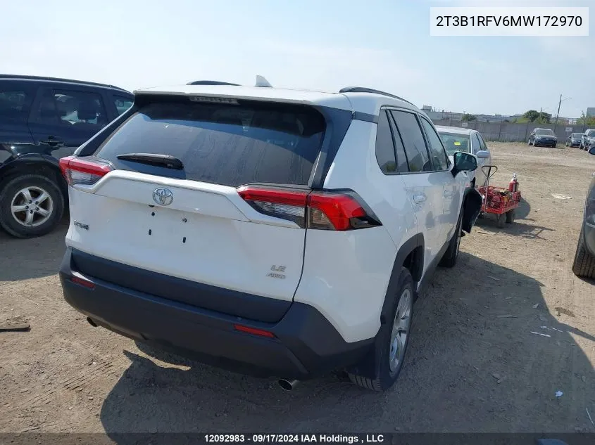 2021 Toyota Rav4 Le VIN: 2T3B1RFV6MW172970 Lot: 12092983