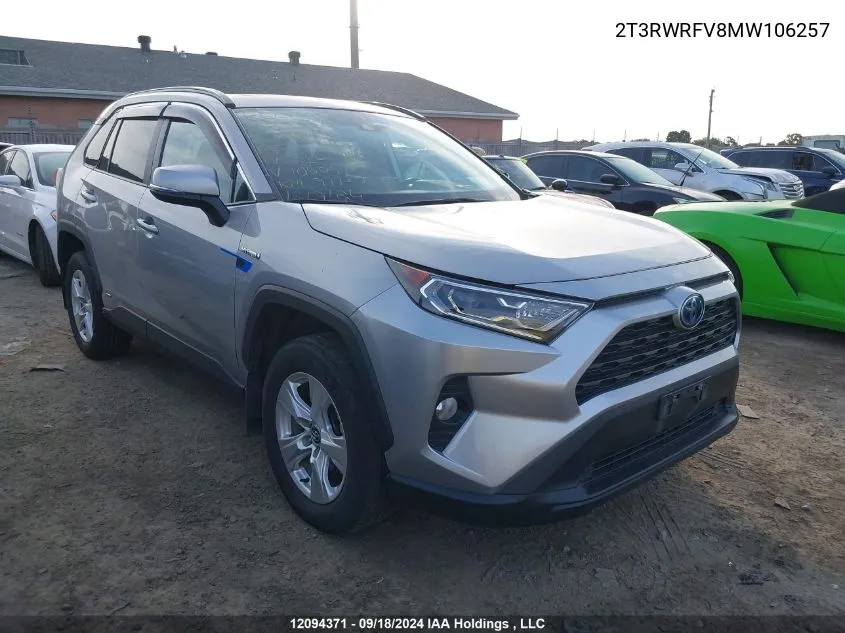 2T3RWRFV8MW106257 2021 Toyota Rav4 Hybrid