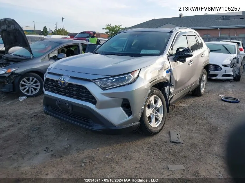 2T3RWRFV8MW106257 2021 Toyota Rav4 Hybrid