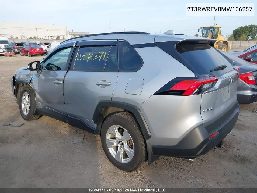 2T3RWRFV8MW106257 2021 Toyota Rav4 Hybrid