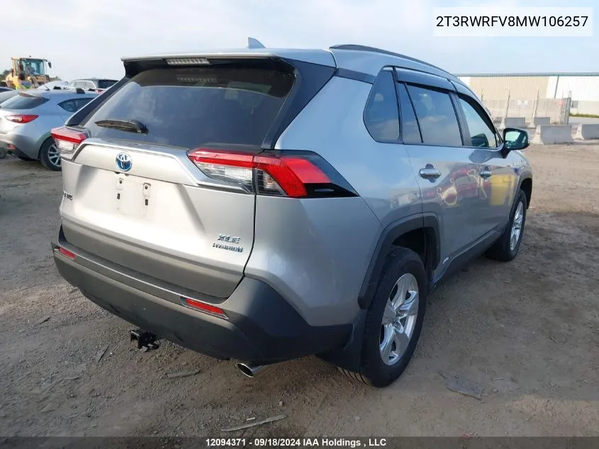 2021 Toyota Rav4 Hybrid VIN: 2T3RWRFV8MW106257 Lot: 12094371