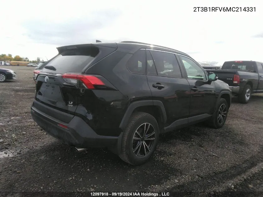 2021 Toyota Rav4 Le VIN: 2T3B1RFV6MC214331 Lot: 12097918