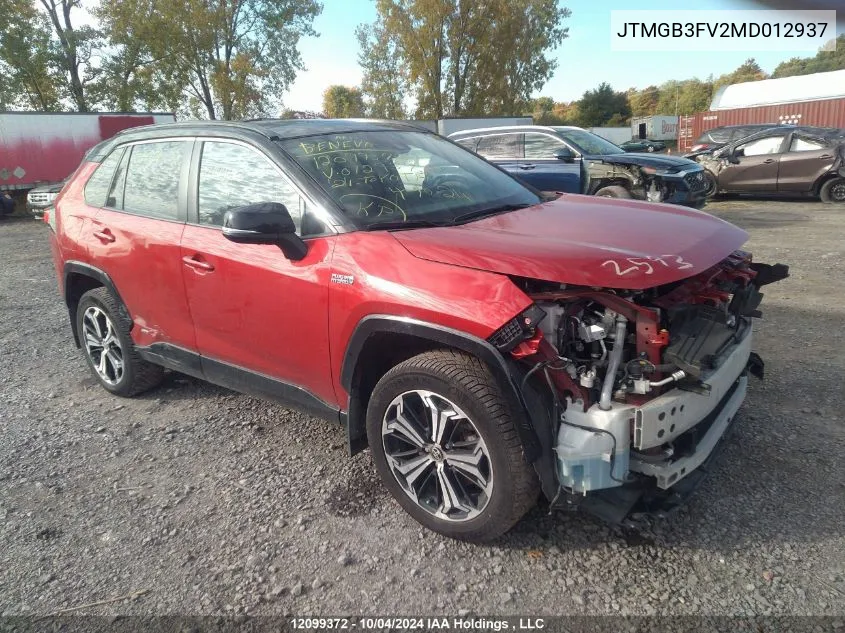 2021 Toyota Rav4 Prime Xse VIN: JTMGB3FV2MD012937 Lot: 12099372