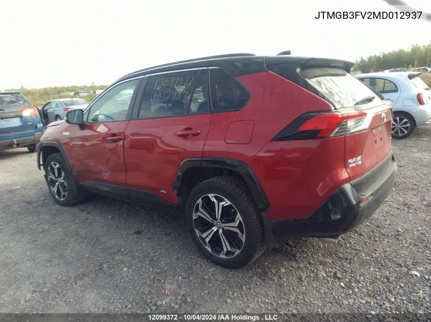 2021 Toyota Rav4 Prime Xse VIN: JTMGB3FV2MD012937 Lot: 12099372