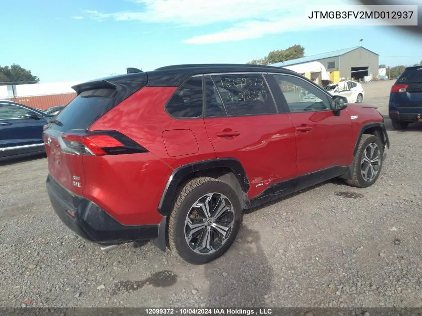 2021 Toyota Rav4 Prime Xse VIN: JTMGB3FV2MD012937 Lot: 12099372