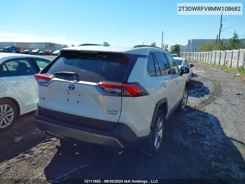 2021 Toyota Rav4 VIN: 2T3DWRFV8MW108682 Lot: 12111602