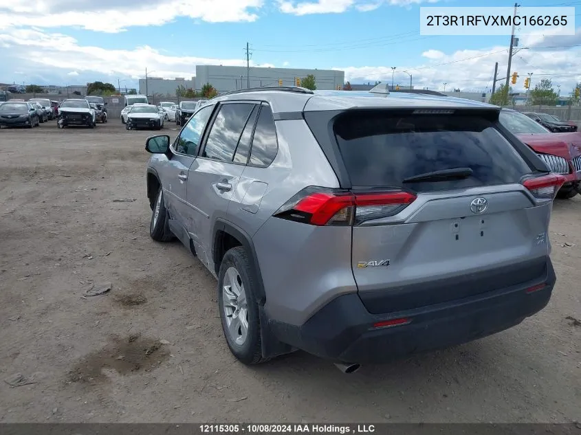 2021 Toyota Rav4 VIN: 2T3R1RFVXMC166265 Lot: 12115305