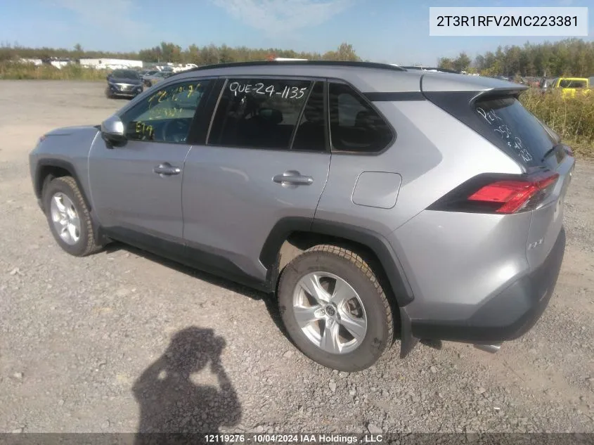 2021 Toyota Rav4 Xle/Xle Premium VIN: 2T3R1RFV2MC223381 Lot: 12119276