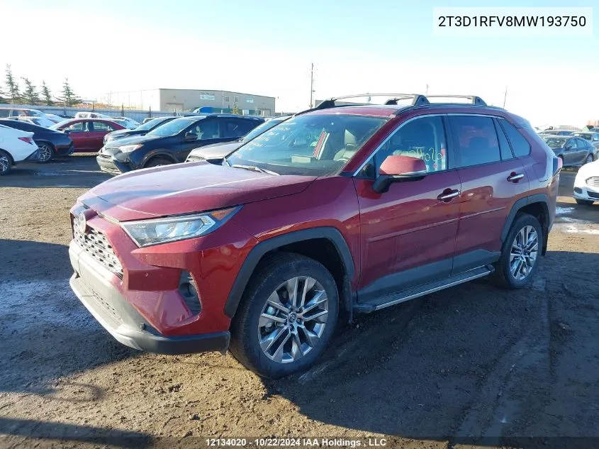 2021 Toyota Rav4 Limited VIN: 2T3D1RFV8MW193750 Lot: 12134020