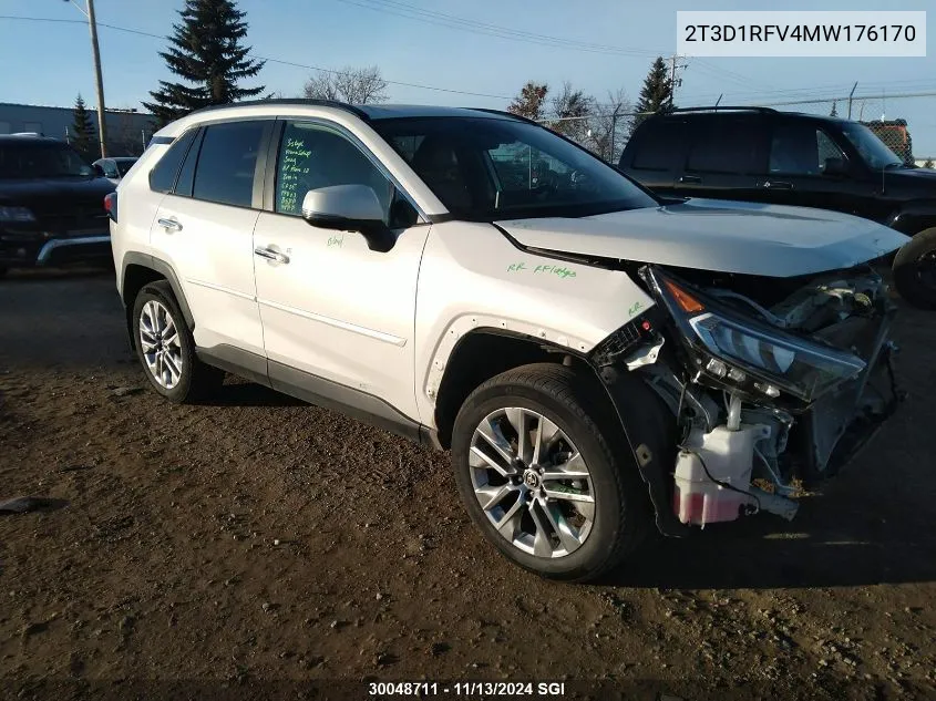 2021 Toyota Rav4 Limited VIN: 2T3D1RFV4MW176170 Lot: 30048711