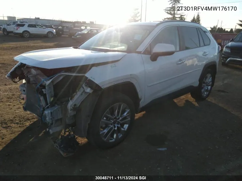 2021 Toyota Rav4 Limited VIN: 2T3D1RFV4MW176170 Lot: 30048711