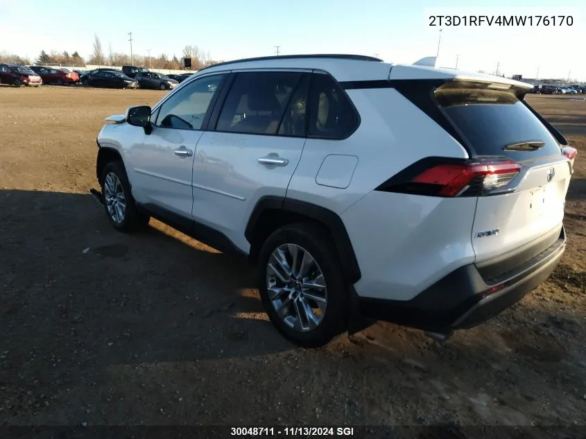 2021 Toyota Rav4 Limited VIN: 2T3D1RFV4MW176170 Lot: 30048711