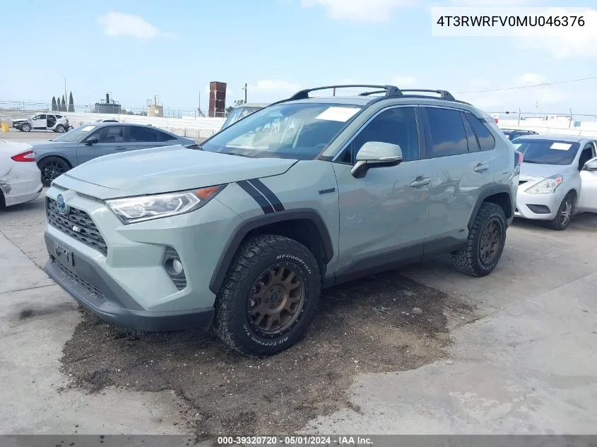 4T3RWRFV0MU046376 2021 Toyota Rav4 Xle Hybrid