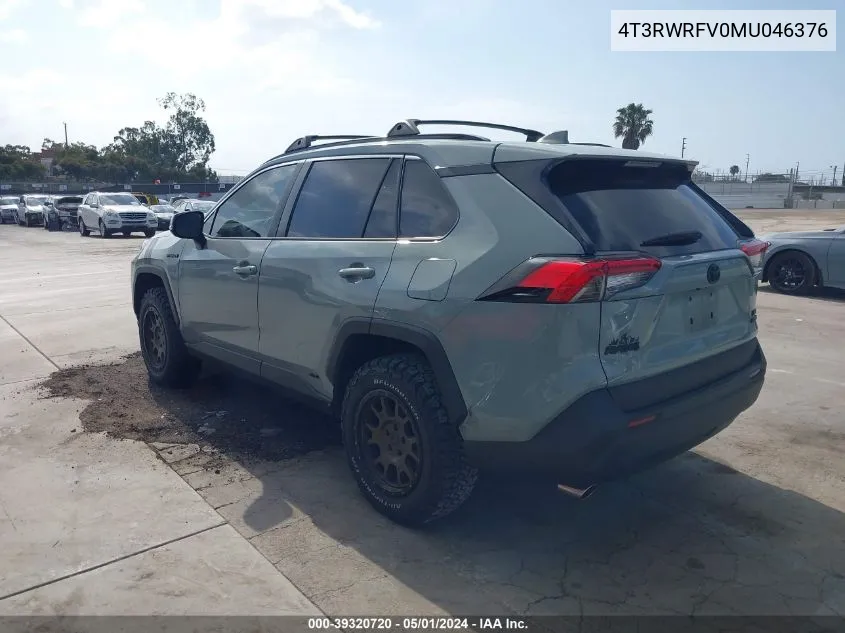 4T3RWRFV0MU046376 2021 Toyota Rav4 Xle Hybrid