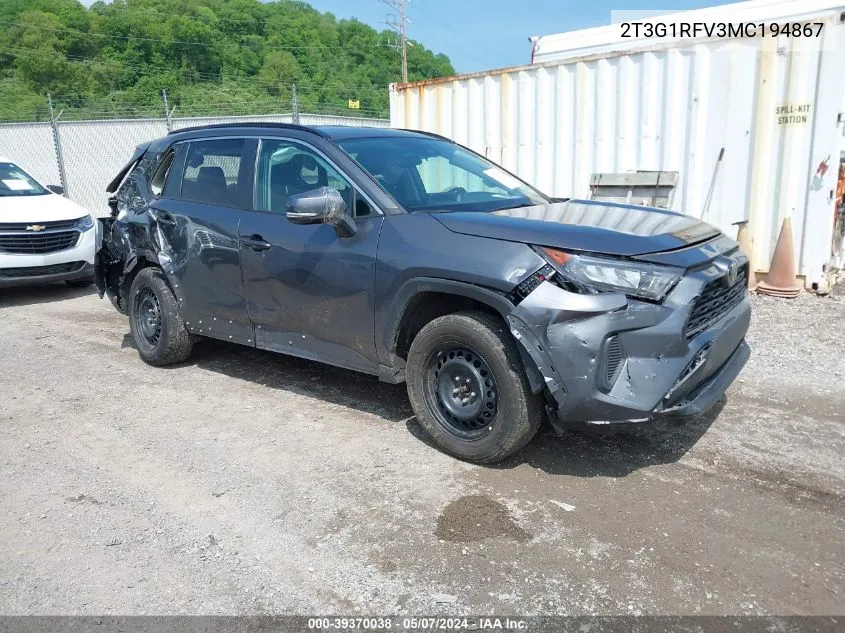 2T3G1RFV3MC194867 2021 Toyota Rav4 Le