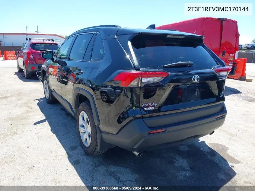 2021 Toyota Rav4 Le VIN: 2T3F1RFV3MC170144 Lot: 39388568