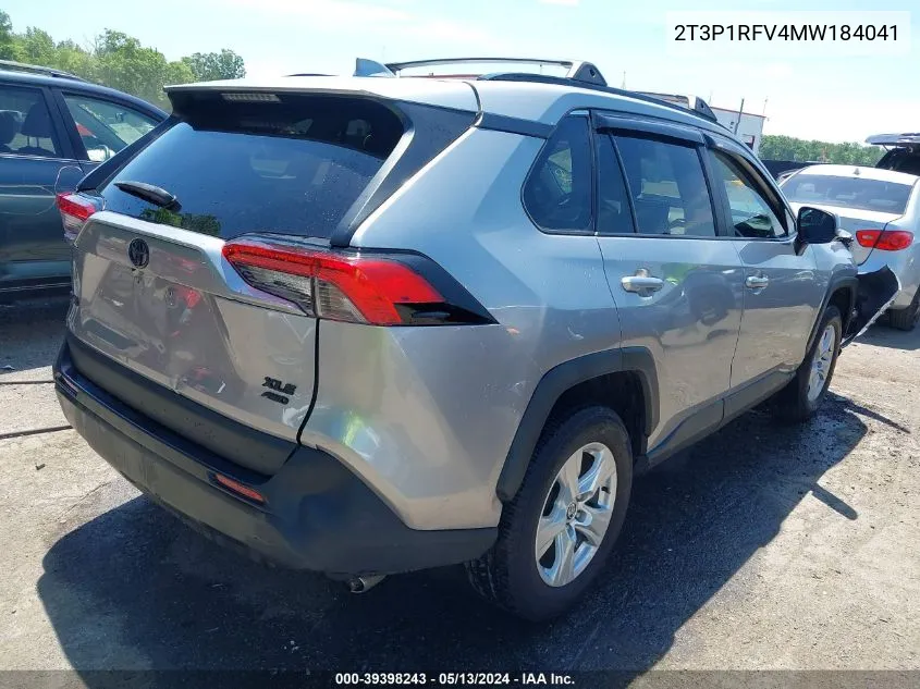 2021 Toyota Rav4 Xle VIN: 2T3P1RFV4MW184041 Lot: 39398243