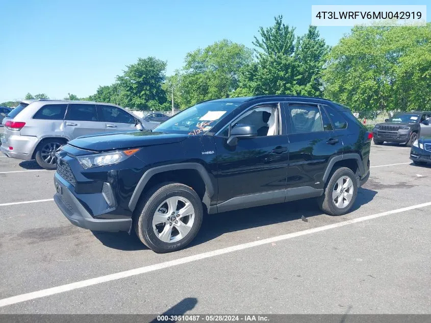 2021 Toyota Rav4 Le Hybrid VIN: 4T3LWRFV6MU042919 Lot: 39510487